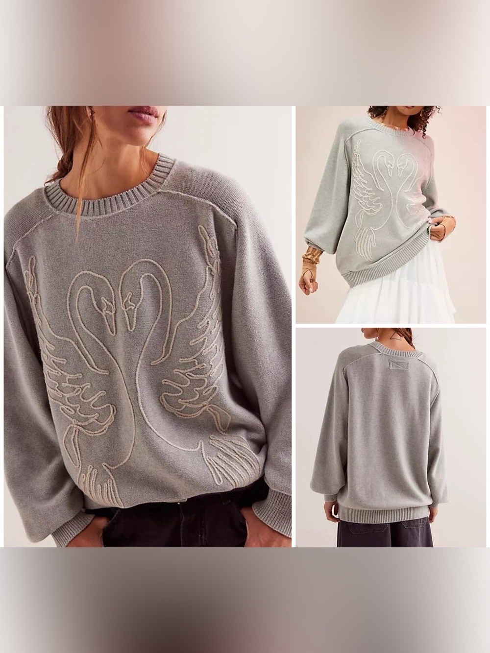 Free People We The Free Graphic Crewneck Sweater - grey - Medium